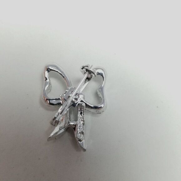 Vintage Garry's Bow Shaped Brooch, Silver Tone Lapel Pin, Scatter Estate - Picture 3 of 7